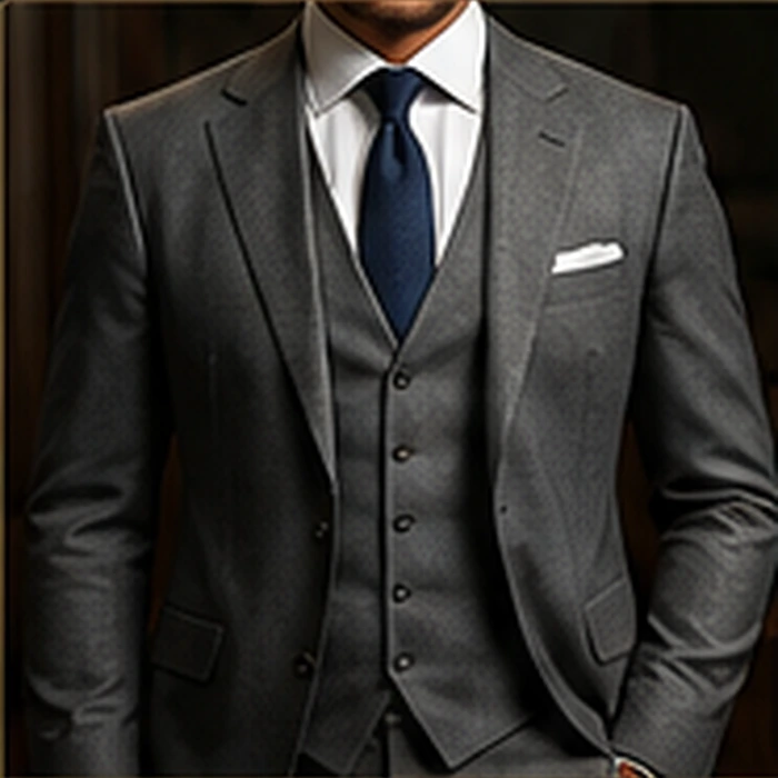 Grey classic three-piece suit