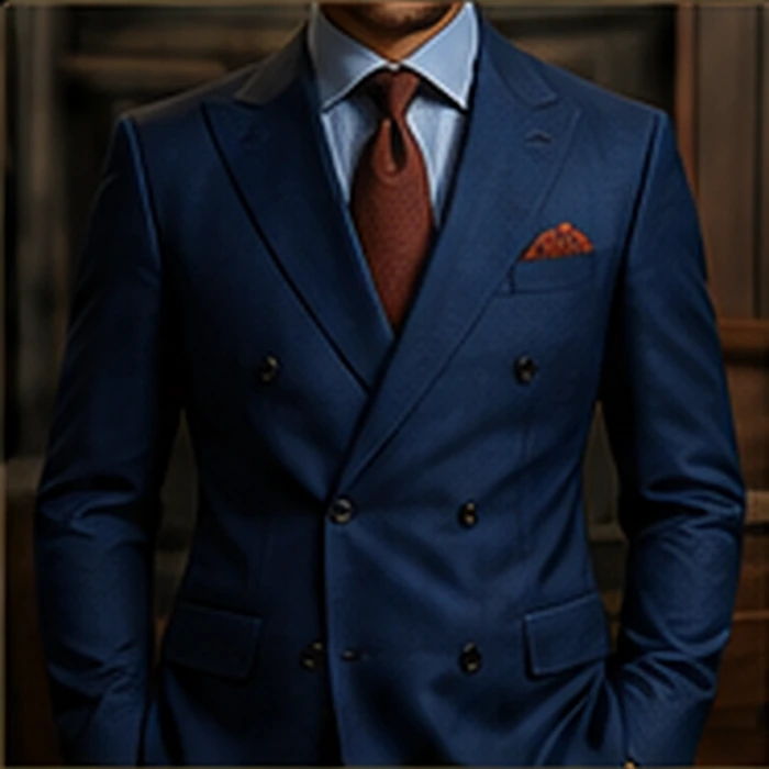 Blue double-breasted suit
