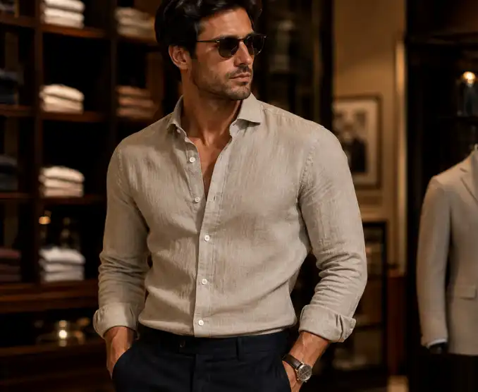 Black bespoke evening shirt