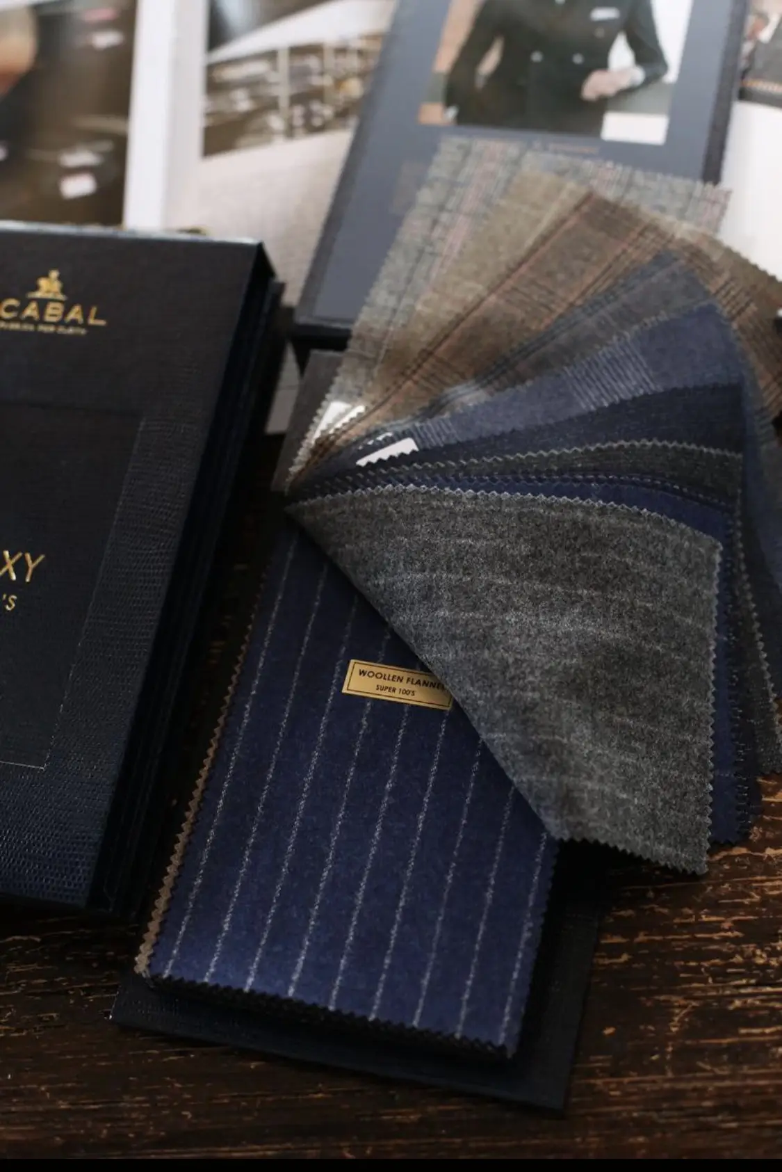 Premium dark suiting fabric selection